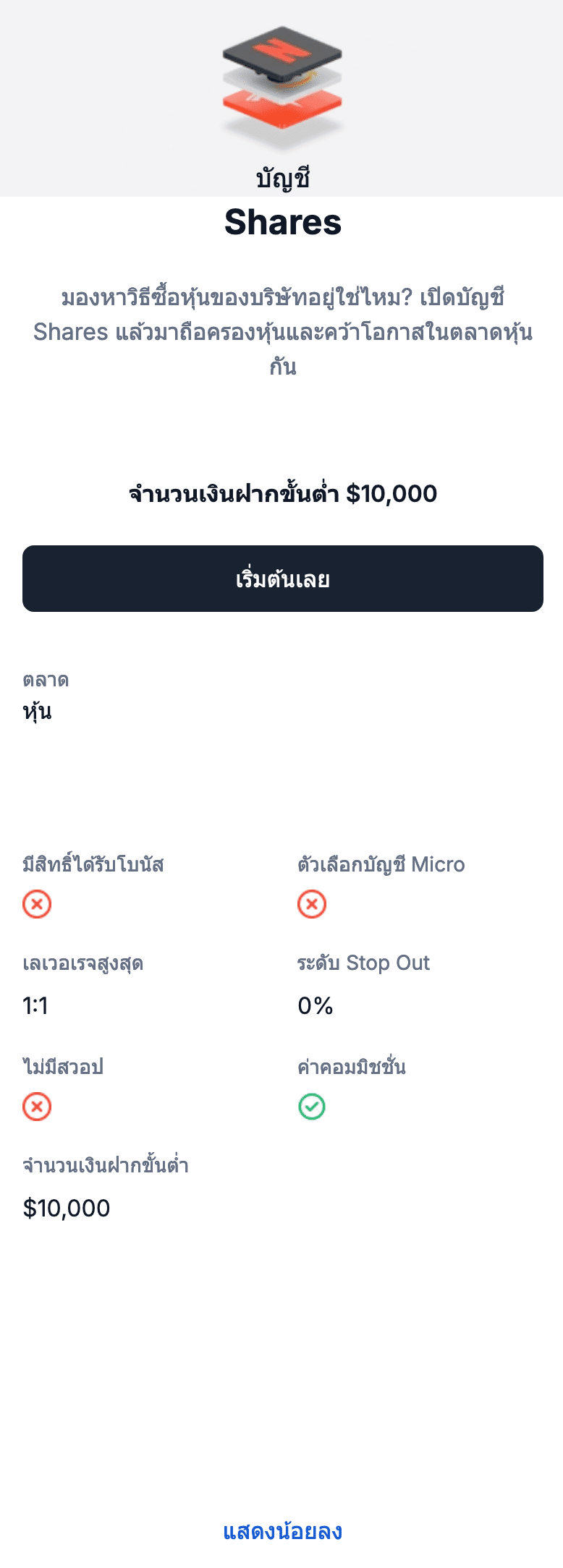 ประเภทบัญชี XM